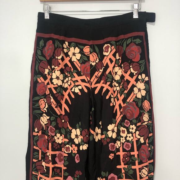 Anthropologie X Anna Sui Floral Motif Wide Leg Pants Multicolor Size 8 - Picture 8 of 13